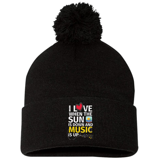 Sun Down-Music UP Pom Pom Knit Cap