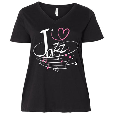 I Love Jazz Ladies' Curvy V-Neck T-Shirt