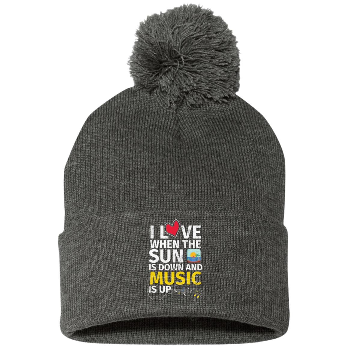 Sun Down-Music UP Pom Pom Knit Cap