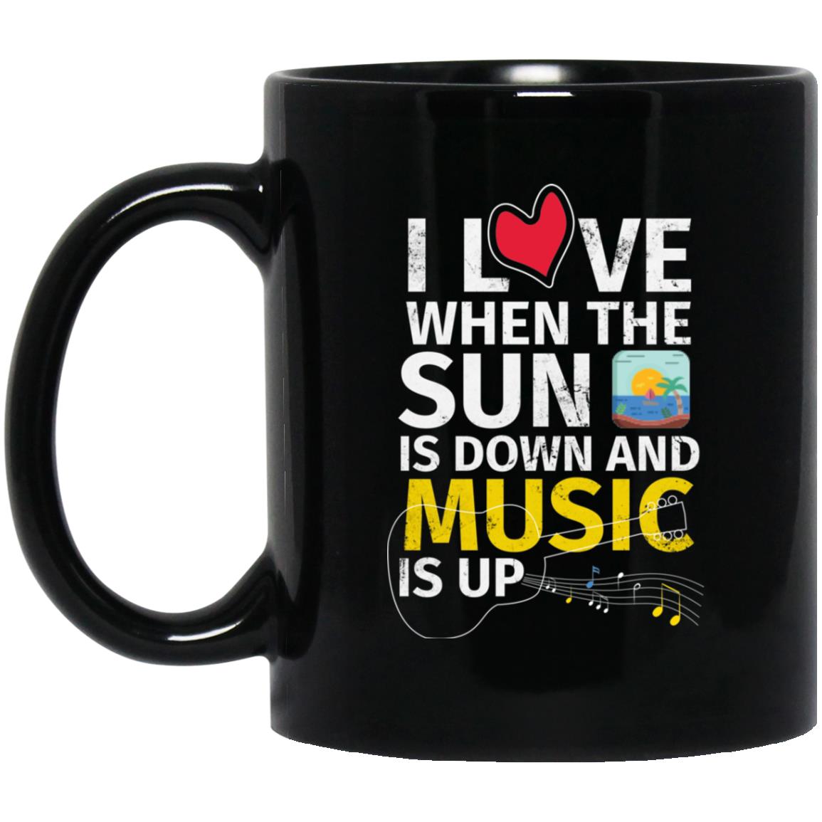 Sun Down- Music Up Black Coffee Mug (11 oz)