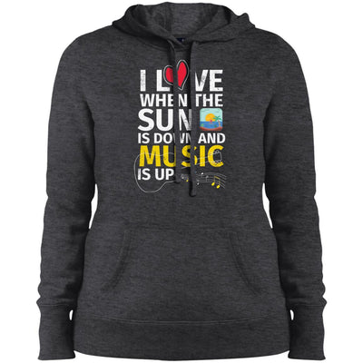 Sun Down- Music Up Ladies' Pullover Hooded Sweatshirt