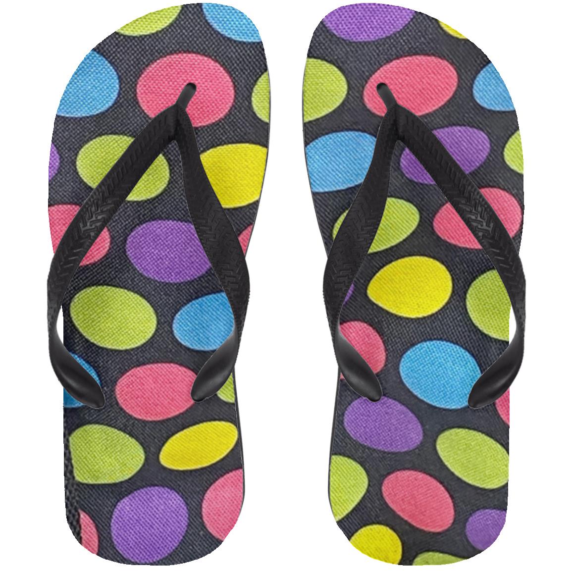 Polka Dot  Multi-Color Adult Flip Flops