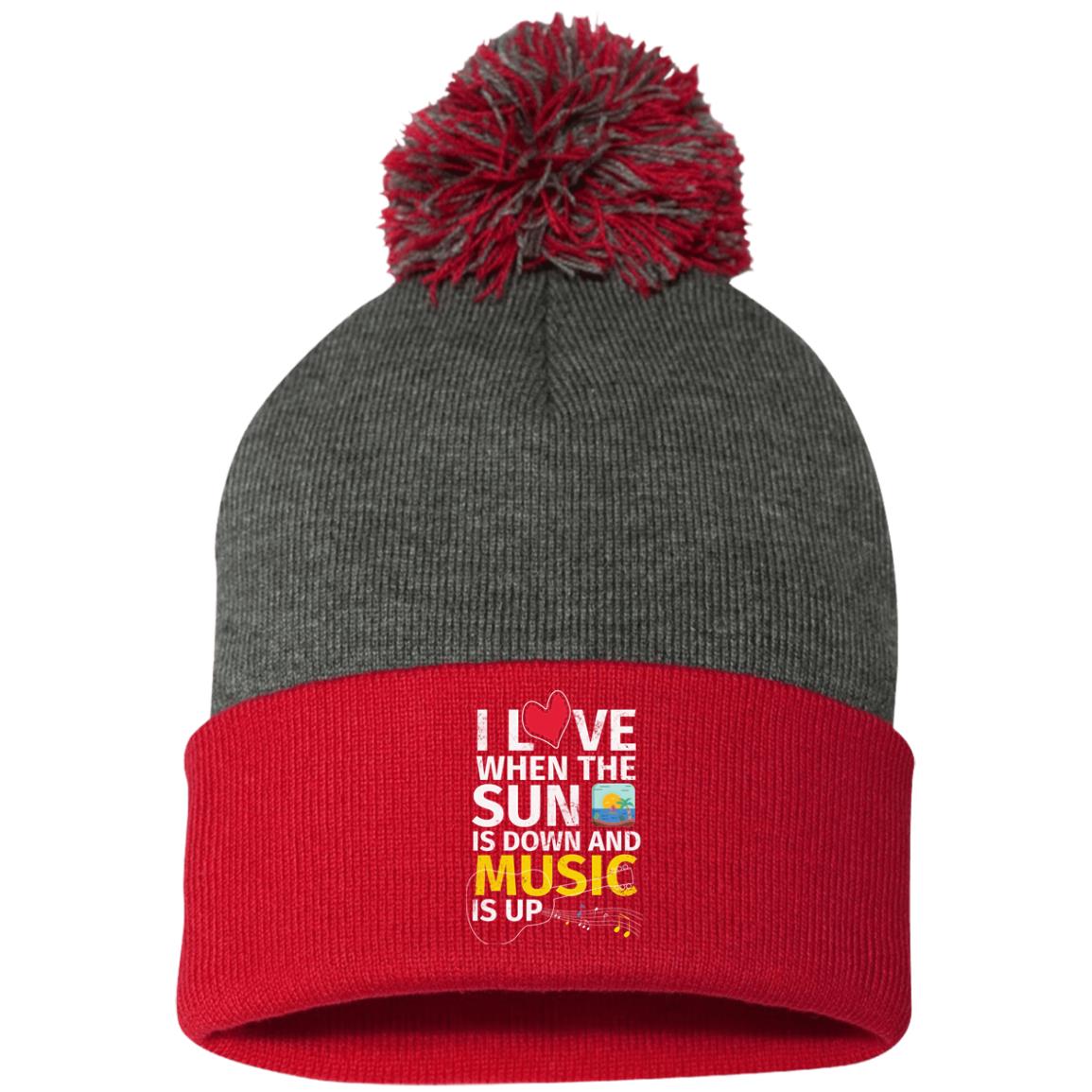 Sun Down-Music UP Pom Pom Knit Cap