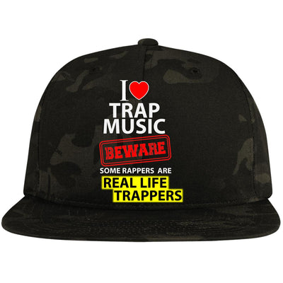 I Love Trap Music -Flat Bill High-Profile Snapback Hat