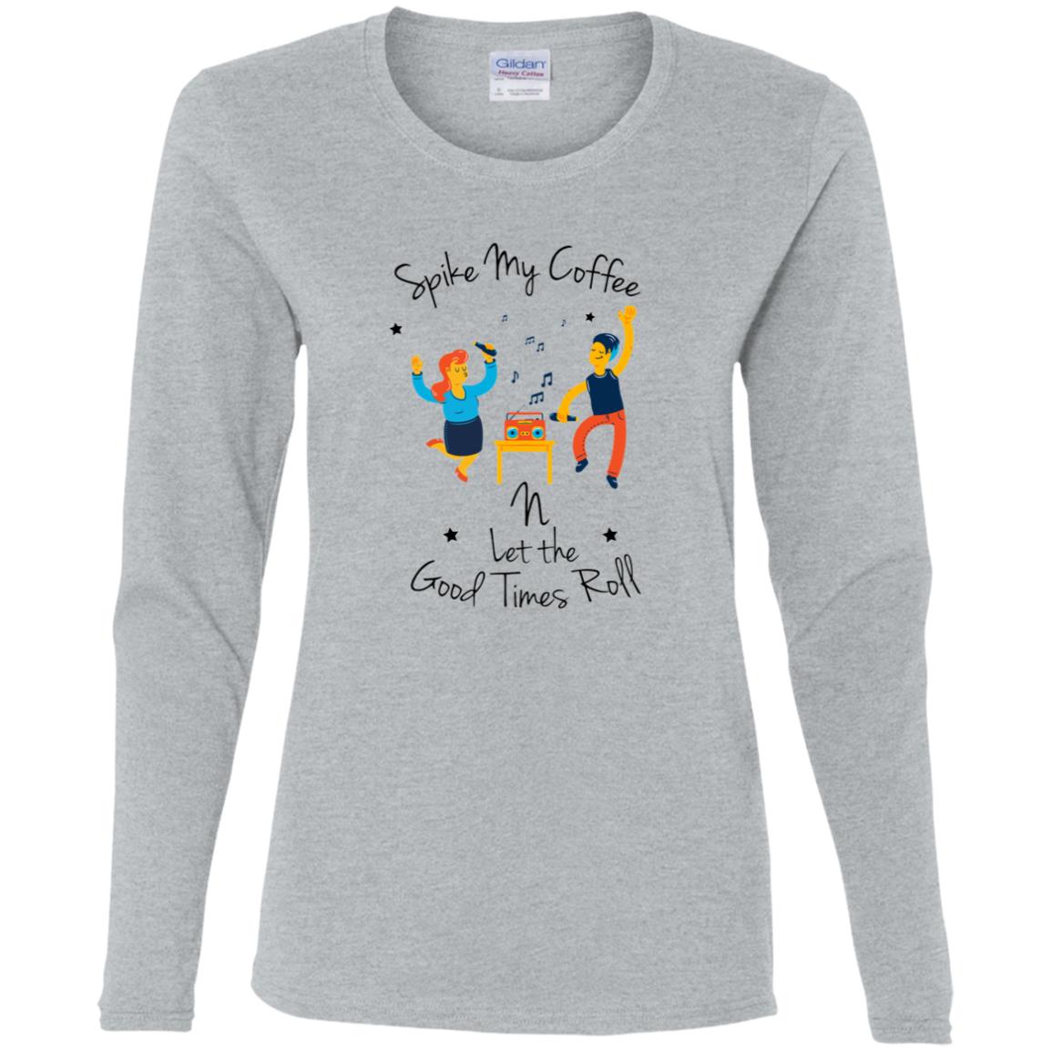 Spike My Coffee -Ladies' Cotton LS T-Shirt